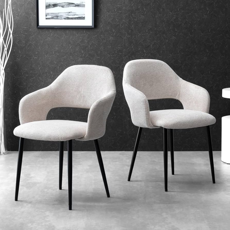 Amazon｜タンスのゲン ダイニングチェア 【2脚セット】 肘付き