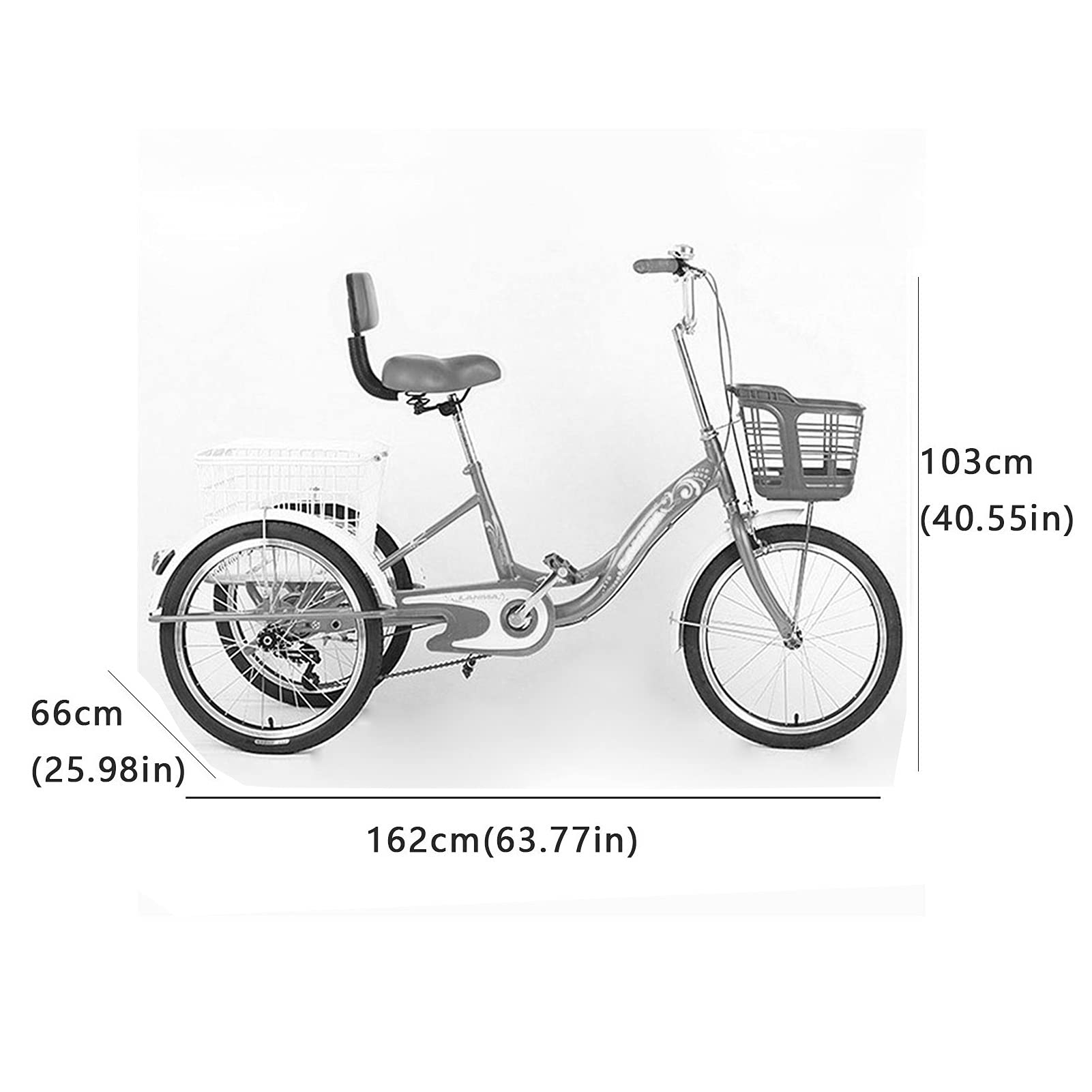 Amazon.co.jp: 大人用 お年寄り向け 三輪自転車 20インチ 1速 背もたれ