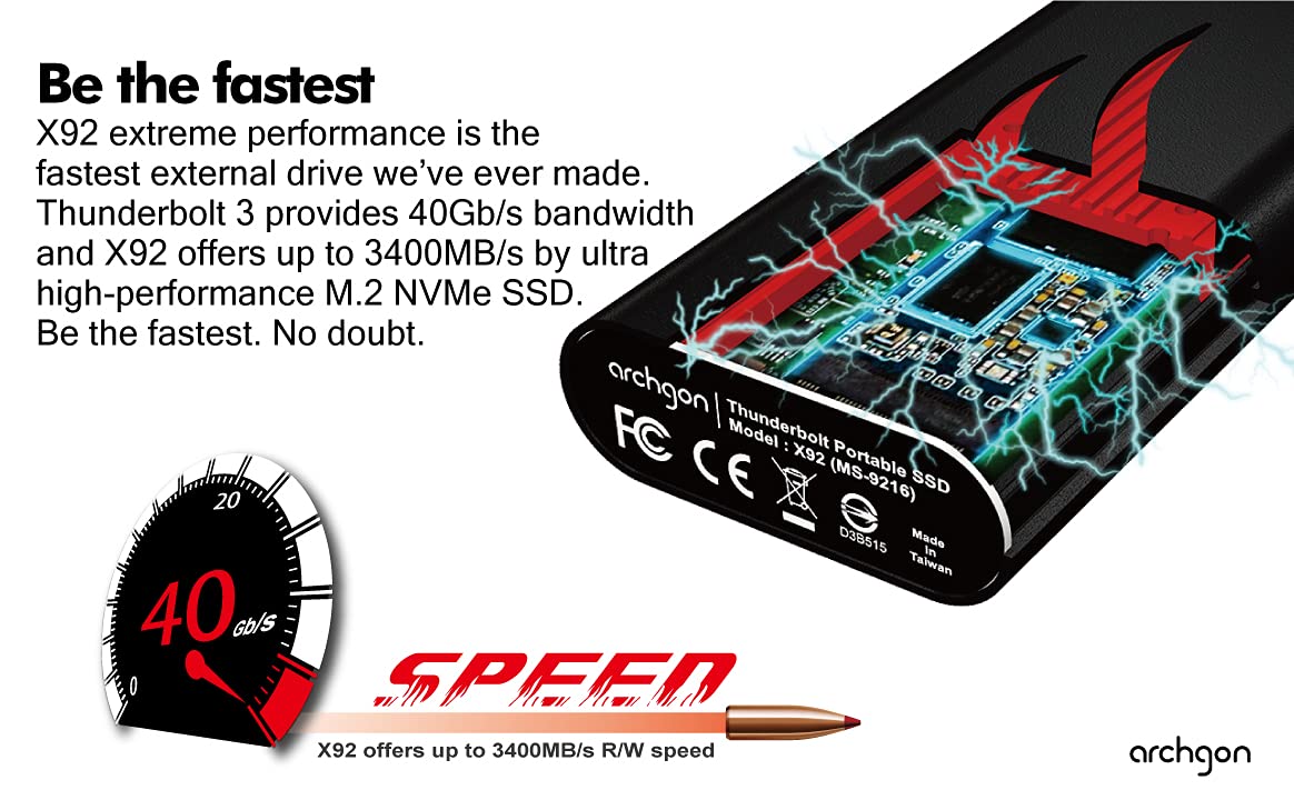 Amazon | Archgon Thunderbolt 3 2TB 外付け M.2 NVMe PCIe Gen3×4 SSD