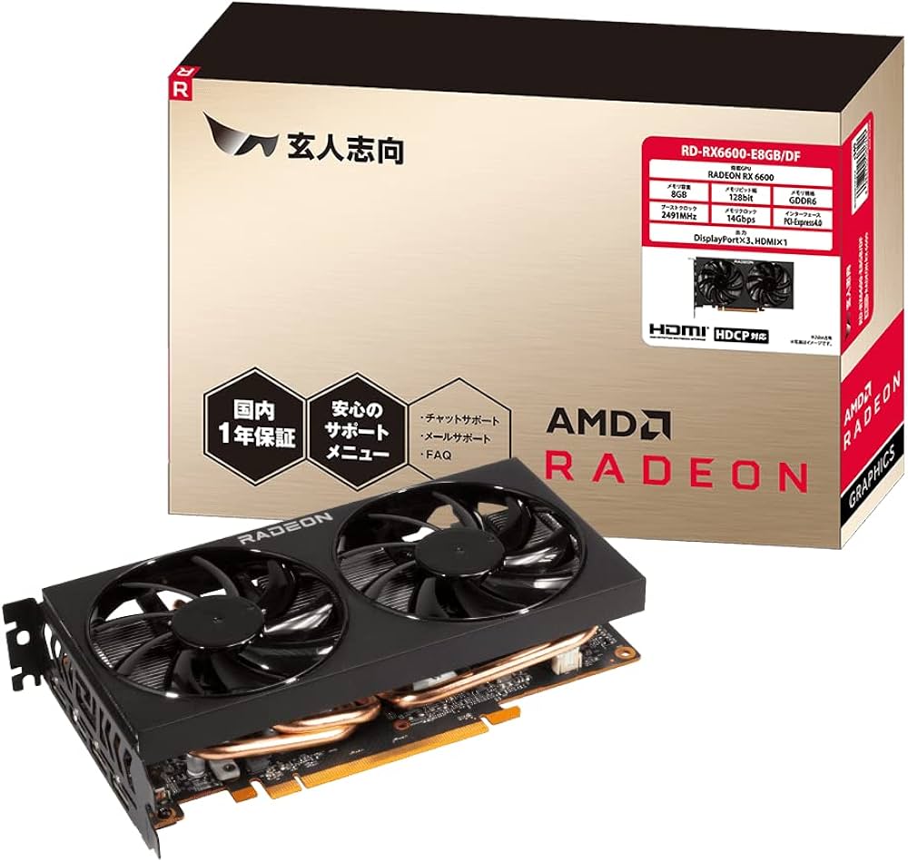 Amazon | 玄人志向 グラフィックボード AMD Radeon RX6600 GDDR6 8GB