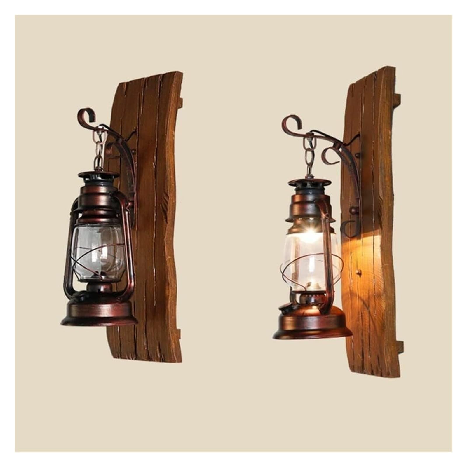 Amazon.co.jp: 壁ランプ 昔ながらの木製壁照明器具 E27 鉄製壁ランタン