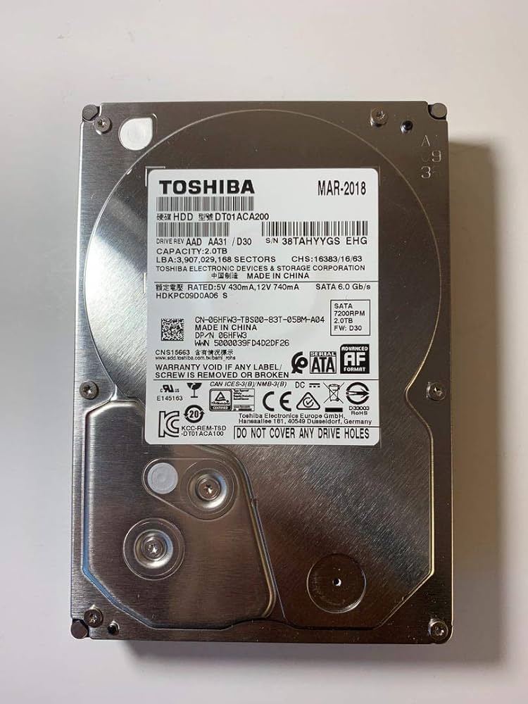 Amazon | 東芝 2TB HDD 7.2K RPM 3.5インチ 6Gb/s SATA ハードディスク