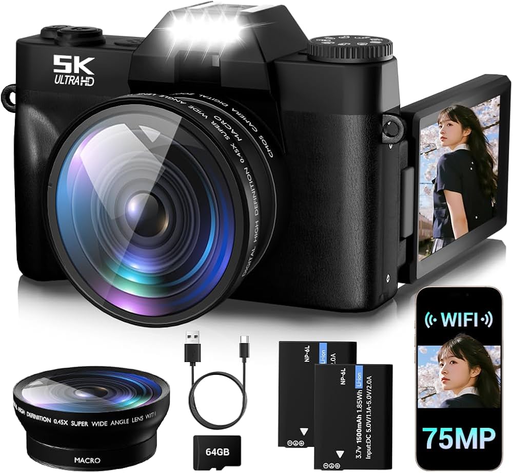 Amazon | デジカメ 5K 録画 7500 万画素 デジタルカメラ コンパクト