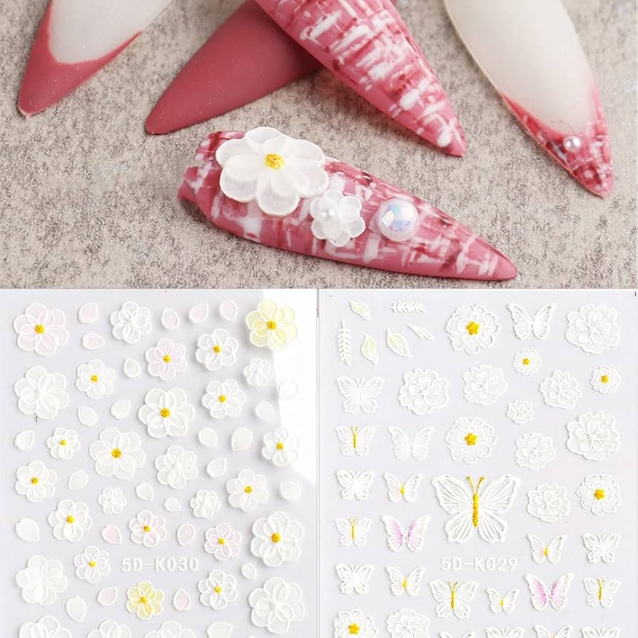 Amazon.co.jp: 2枚 蝶々 花 3D フラワー エンボス 立体 パターン