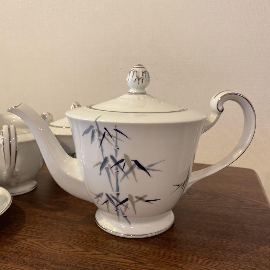 稀少品ノリタケティーセット23ピース 竹文銀彩レトロアンティーク