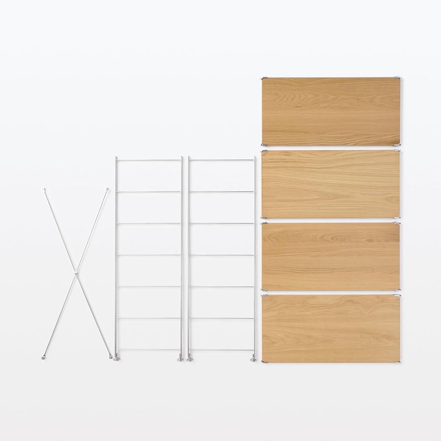 Amazon｜無印良品 ステンレスユニットシェルフ オーク材棚セット