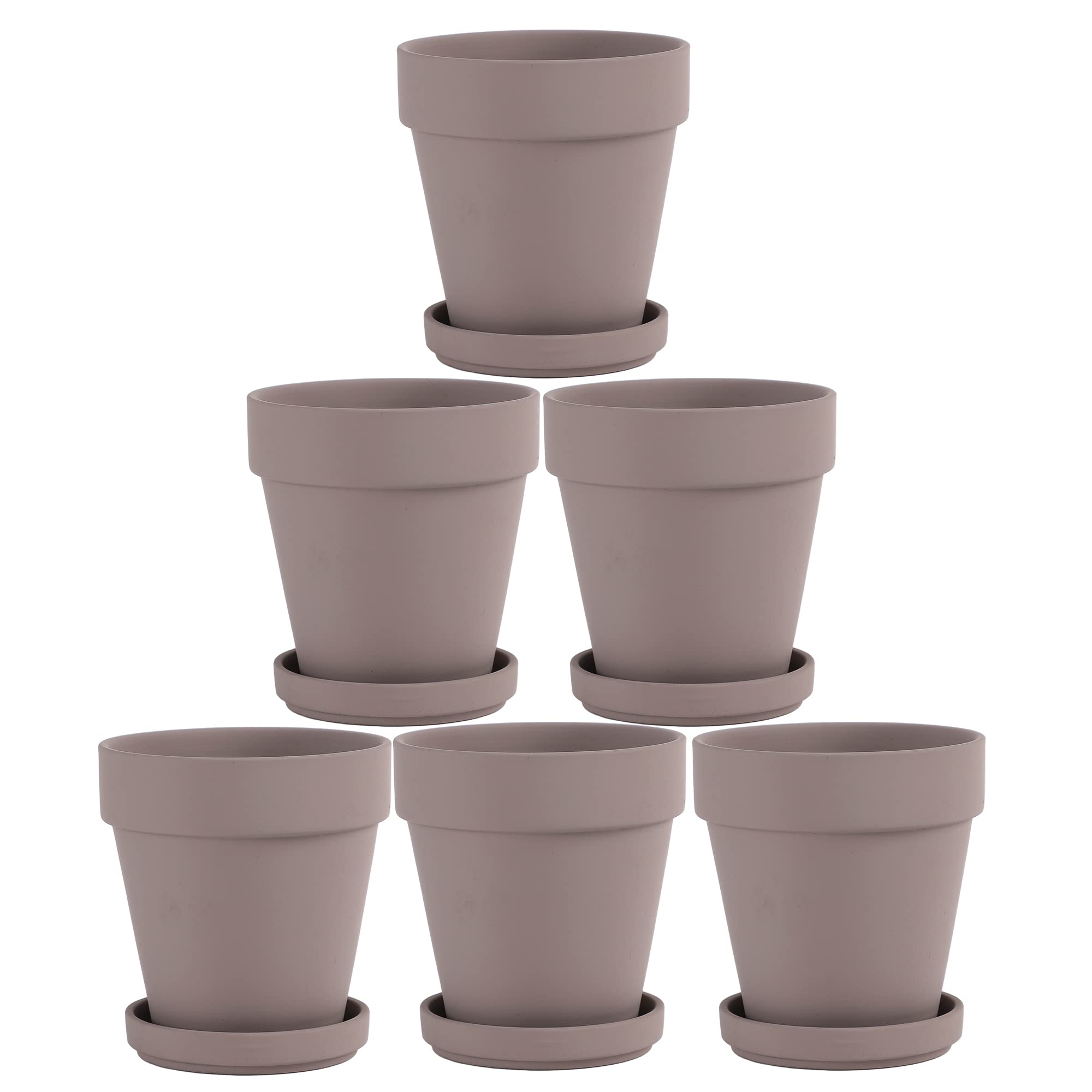Amazon.co.jp: グレーテラコッタポット ソーサー付き - 6個パック