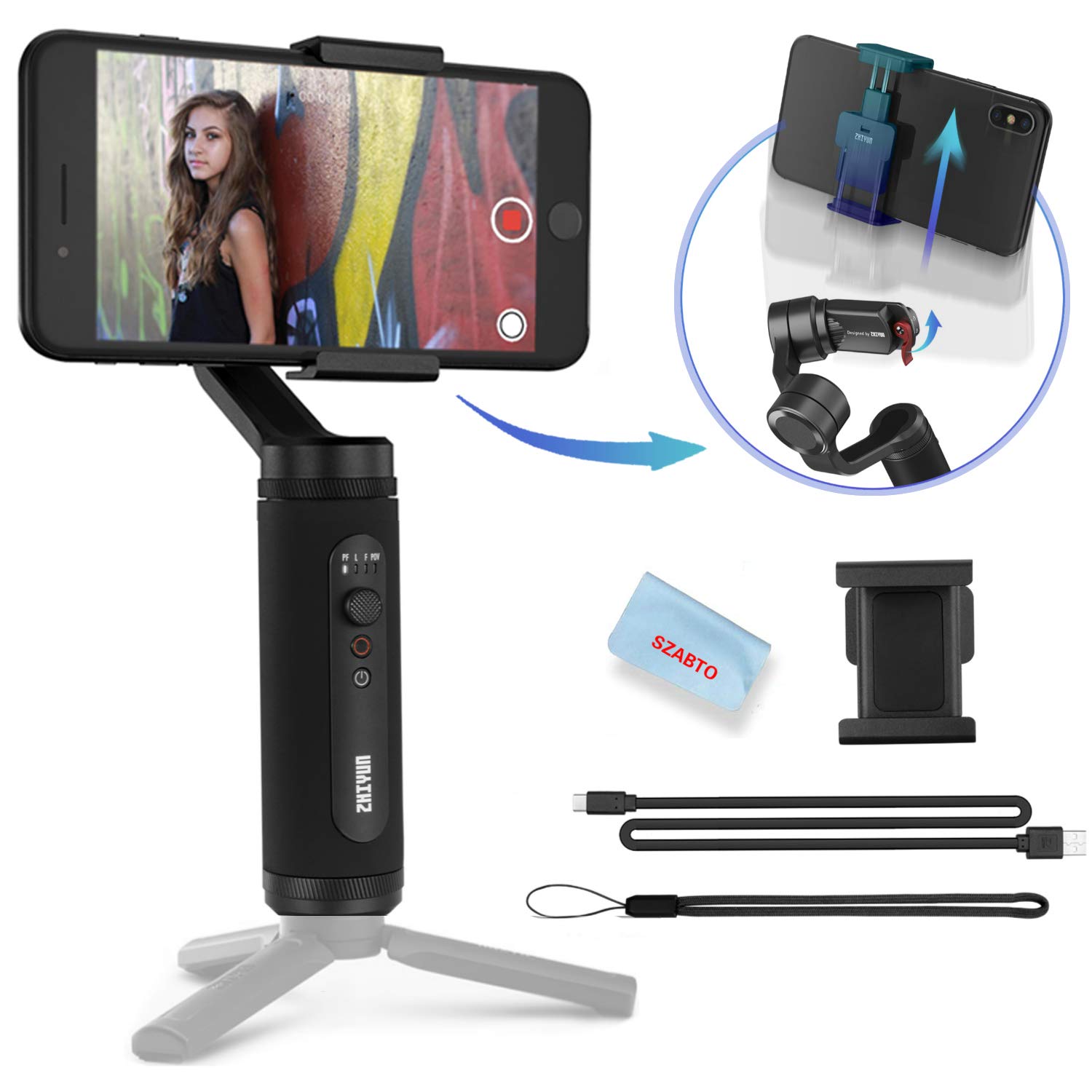 Amazon.com: Zhiyun Smooth Q2 3-Axis Handheld Smartphone Gimbal