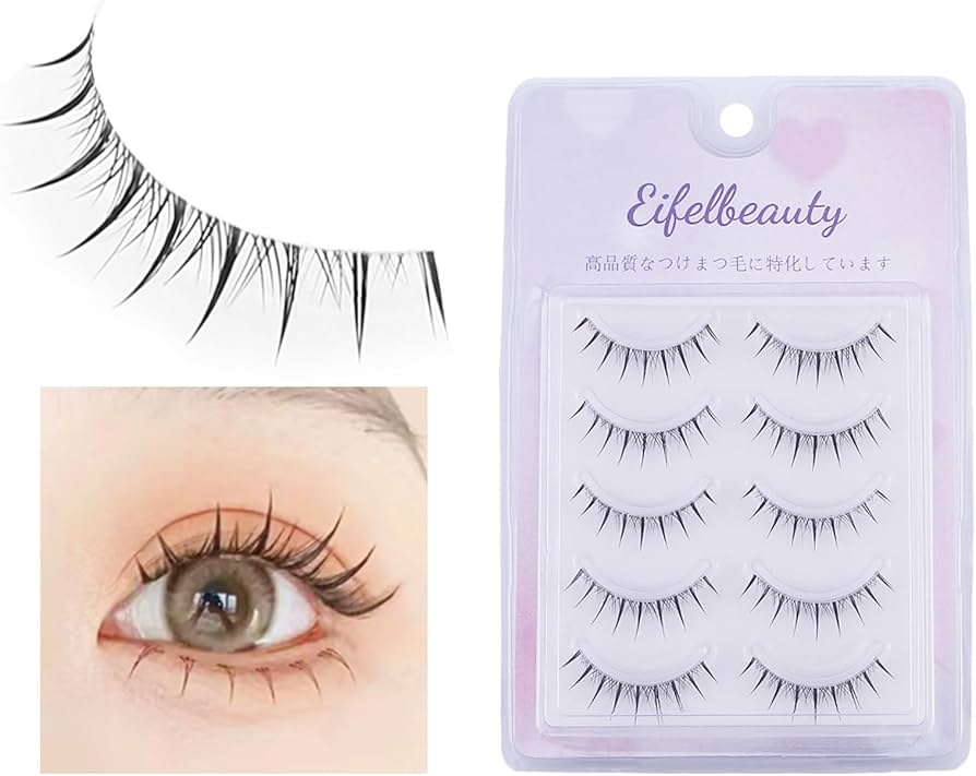 Amazon | つけまつげ ナチュラル 束感まつ毛 初心者 つけまつ毛 透明な