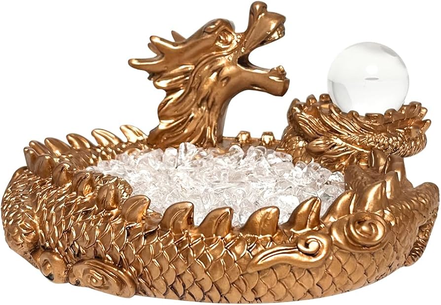 Amazon.co.jp: YUYAKESHI 水晶 さざれ石 浄化用 珠戯れ龍 龍 置物