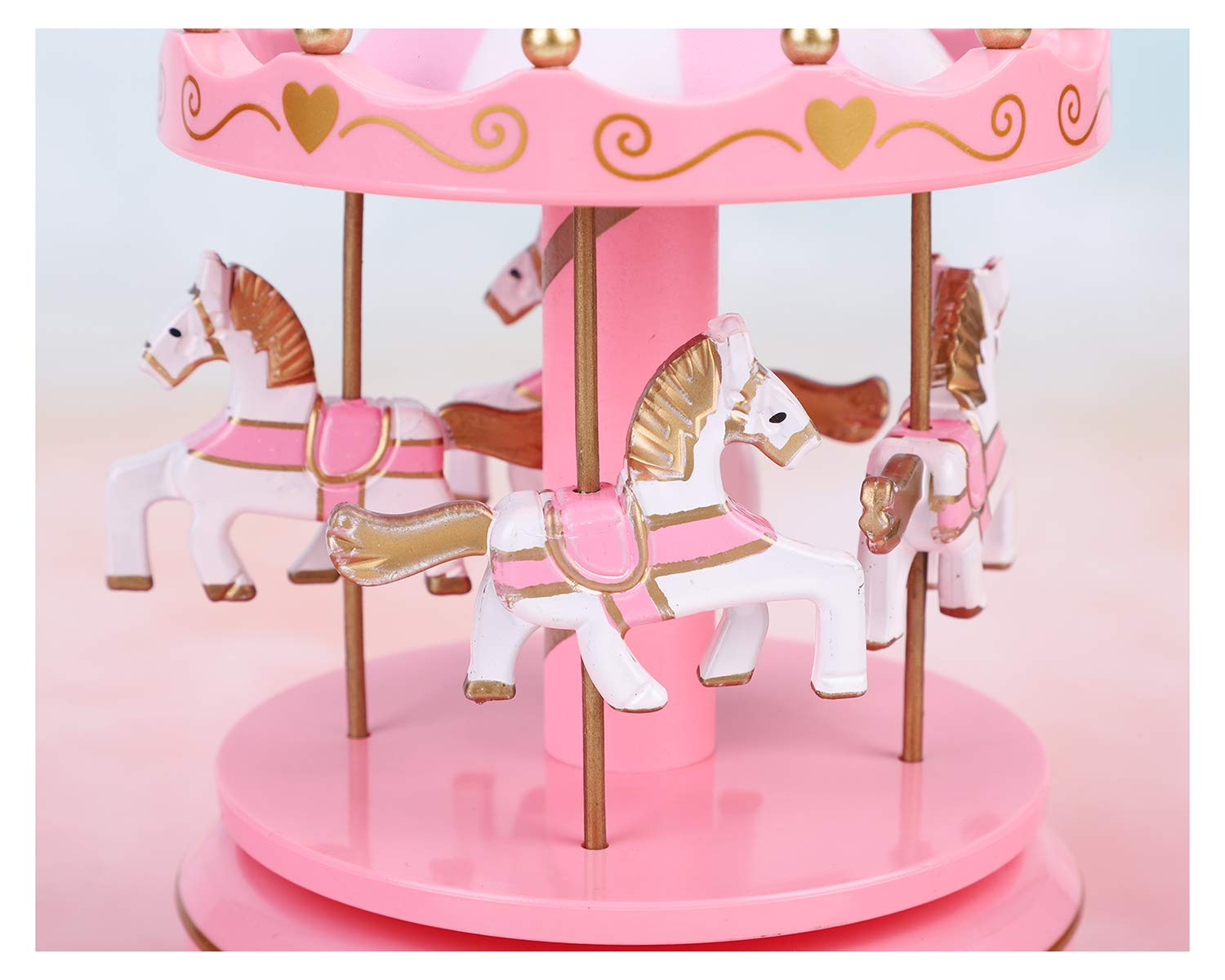 Amazon | メリーゴーランド ライト付き 回転木馬 木製 音楽ボックス