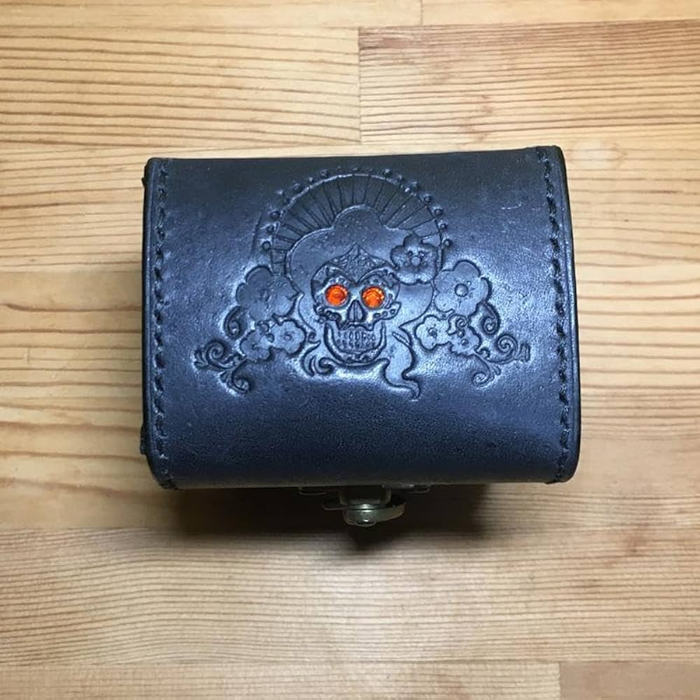 Amazon.co.jp: 本革 レザー デッキケース スカル ハンドクラフト