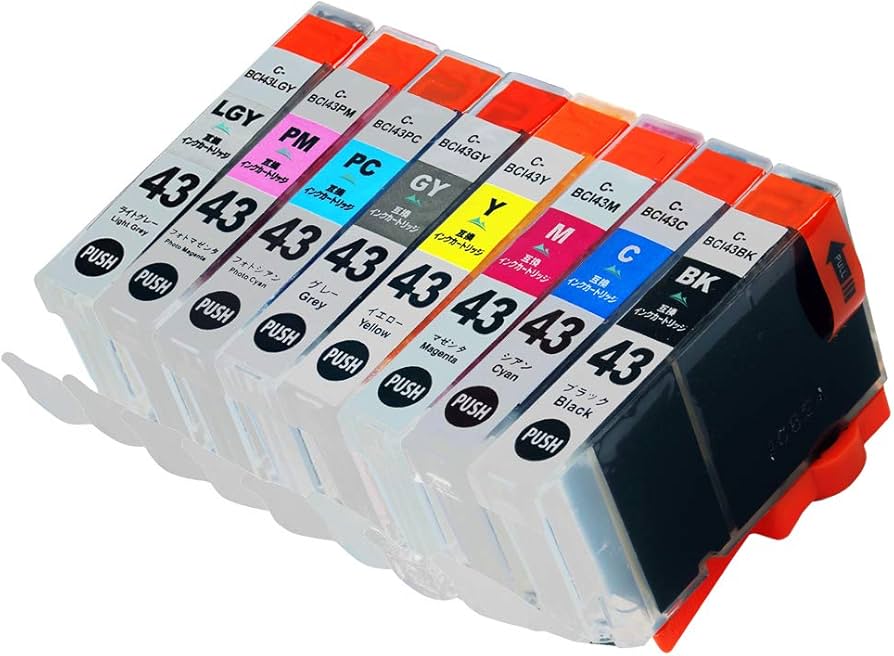 Amazon.co.jp: Mt.Smile インク BCI-43 (8色 BK/C/M/Y/PC/PM/GY/LGY
