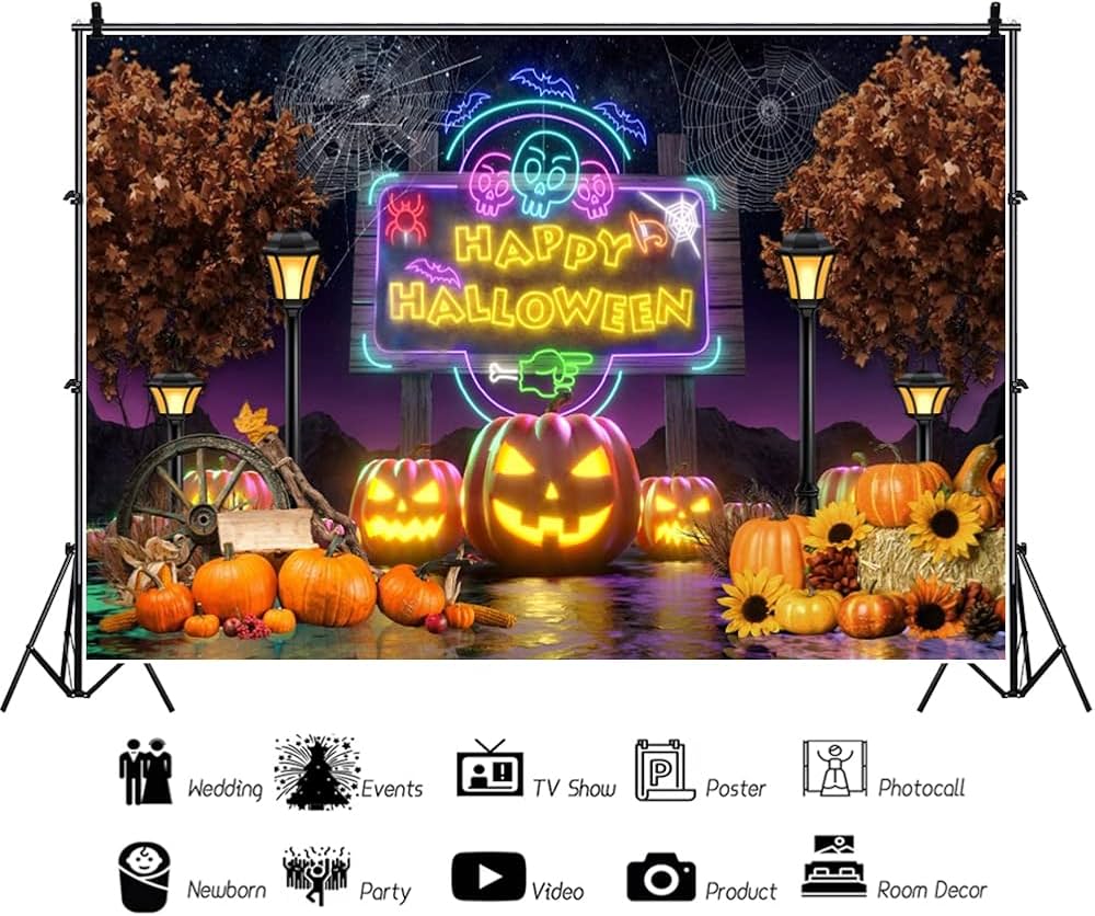 Amazon | Qinunipoto 背景布 ハロウィン ハロウィーンの背景 Halloween