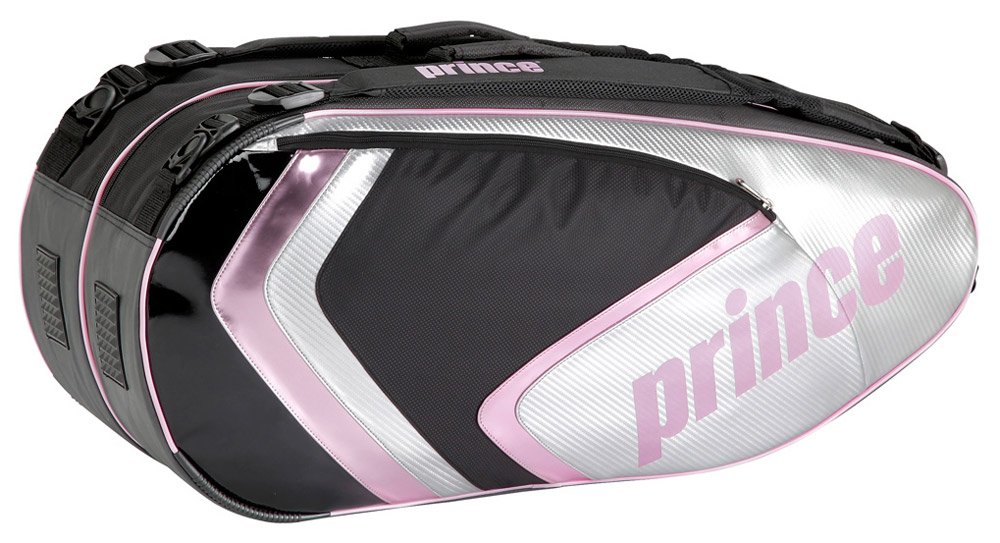 Amazon | Prince(プリンス) ラケットバッグ6本入 ブラック×ピンク