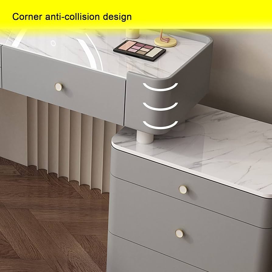 Amazon｜ドレッサー ル360°回転ミラー、LED照明付き化粧台、鏡台デスク