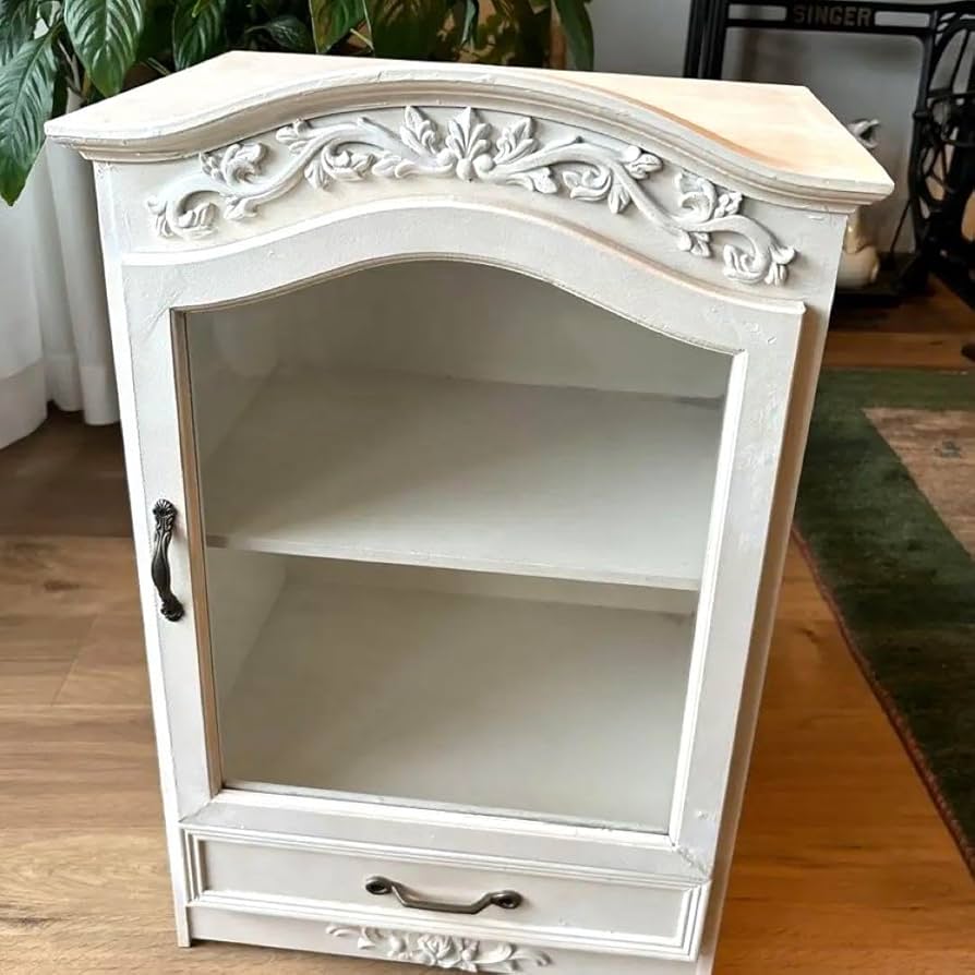 Amazon.co.jp: Salutロココ調キャビネットガラス飾り棚 ホワイト