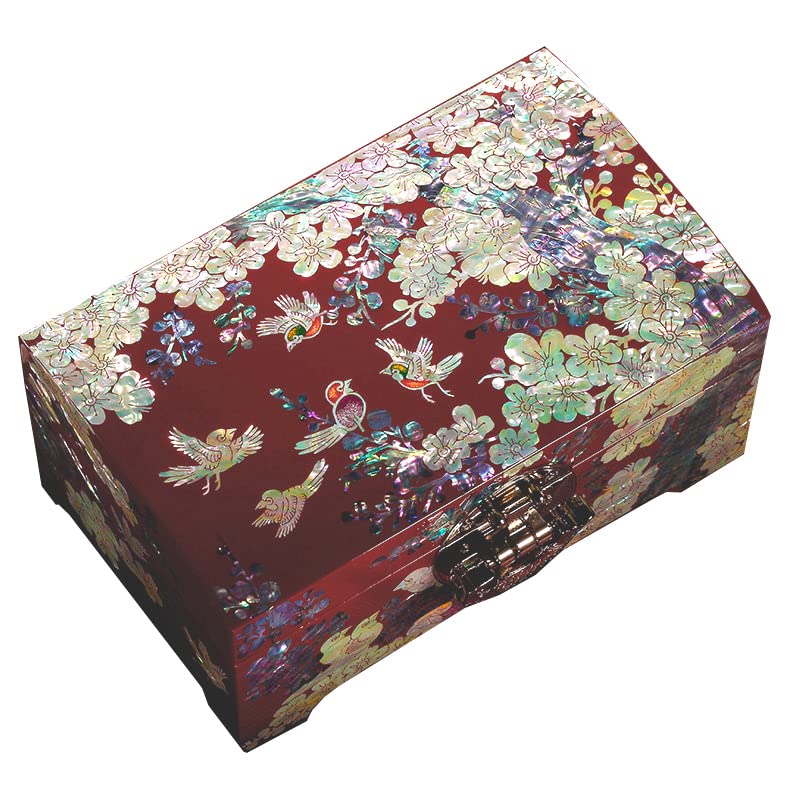 Amazon｜螺鈿漆器 螺鈿細工 ジュエリーボックス 二層宝石箱 花間の