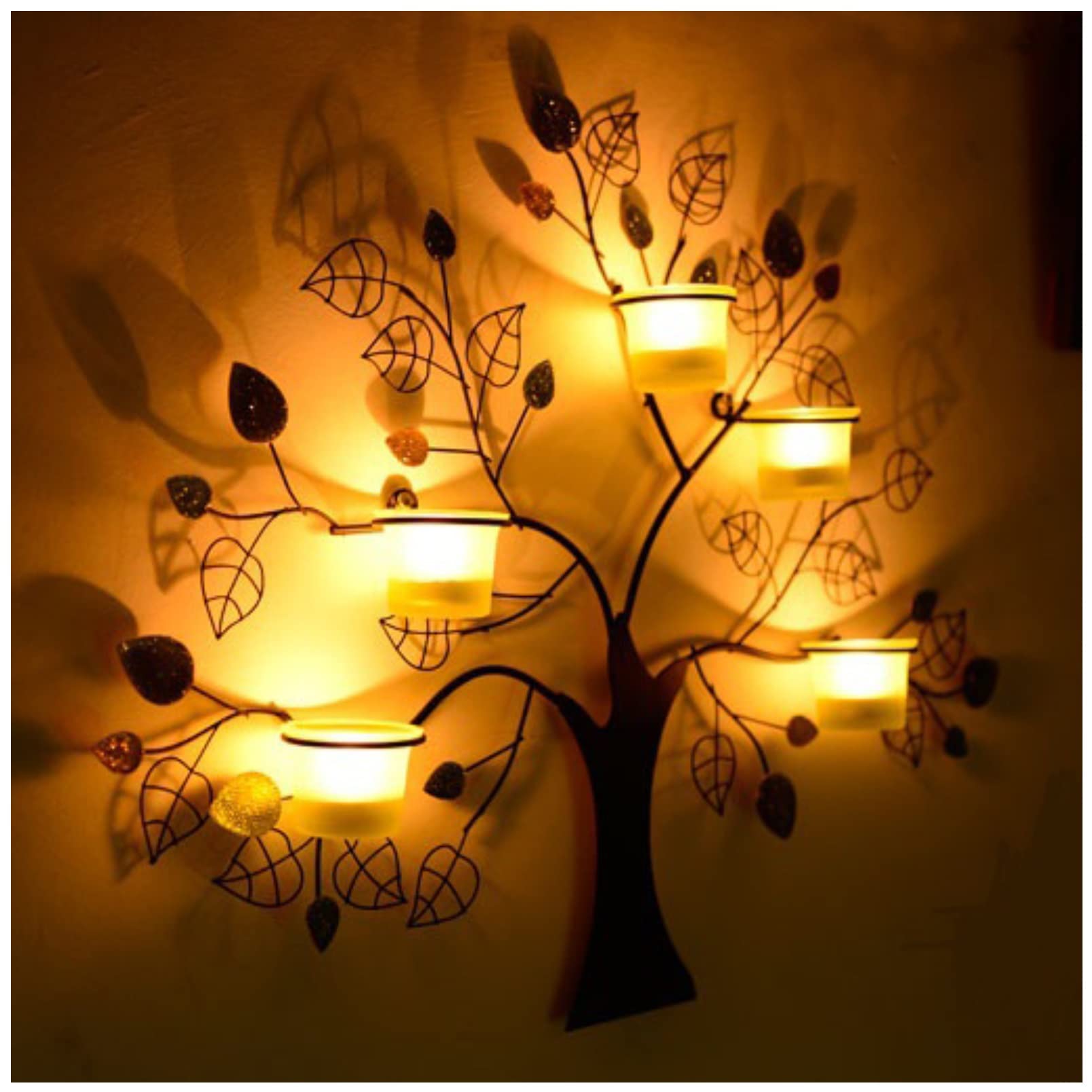 Amazon.co.jp: アイアンアートツリーシェイプキャンドルホルダー