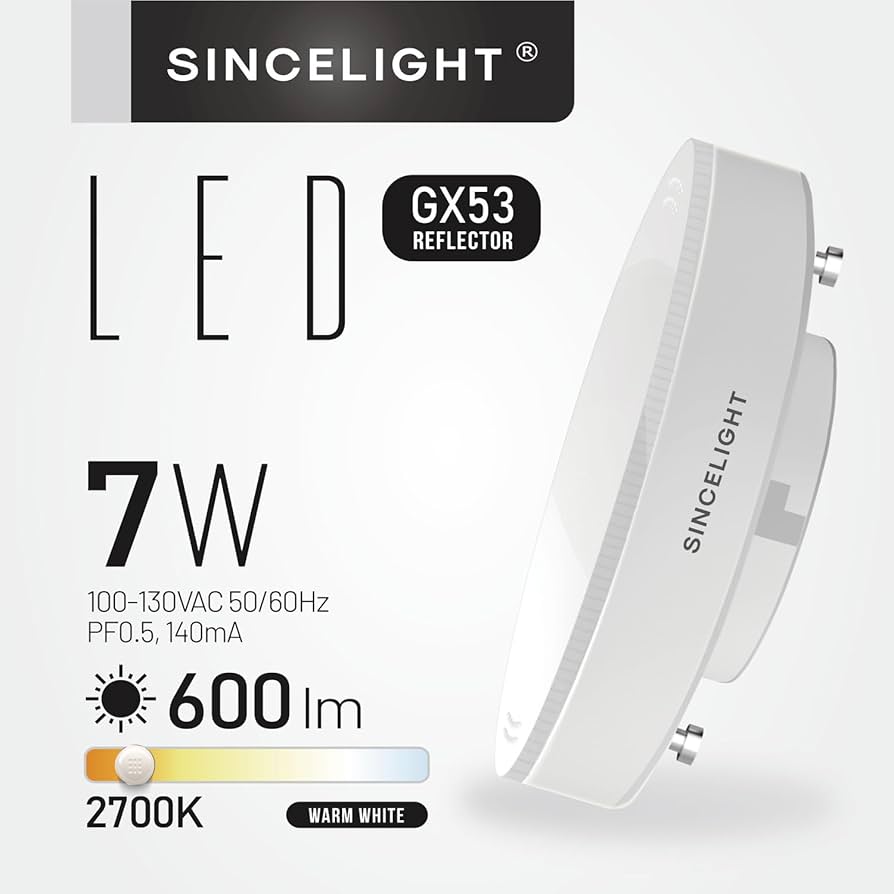 Amazon | SINCELIGHTのLED電球、GX53口金、消費電力7W、ユニット