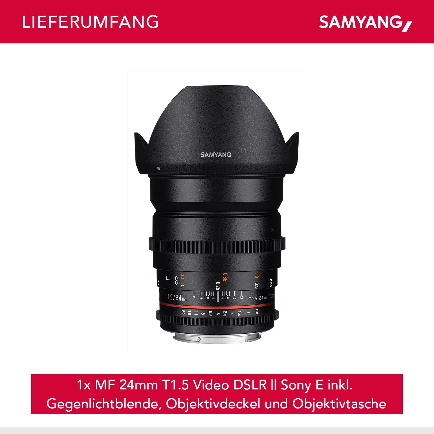 Amazon | SAMYANG 24mm T1.5 VDSLR ED AS IF UMC II ソニーαE用 フル