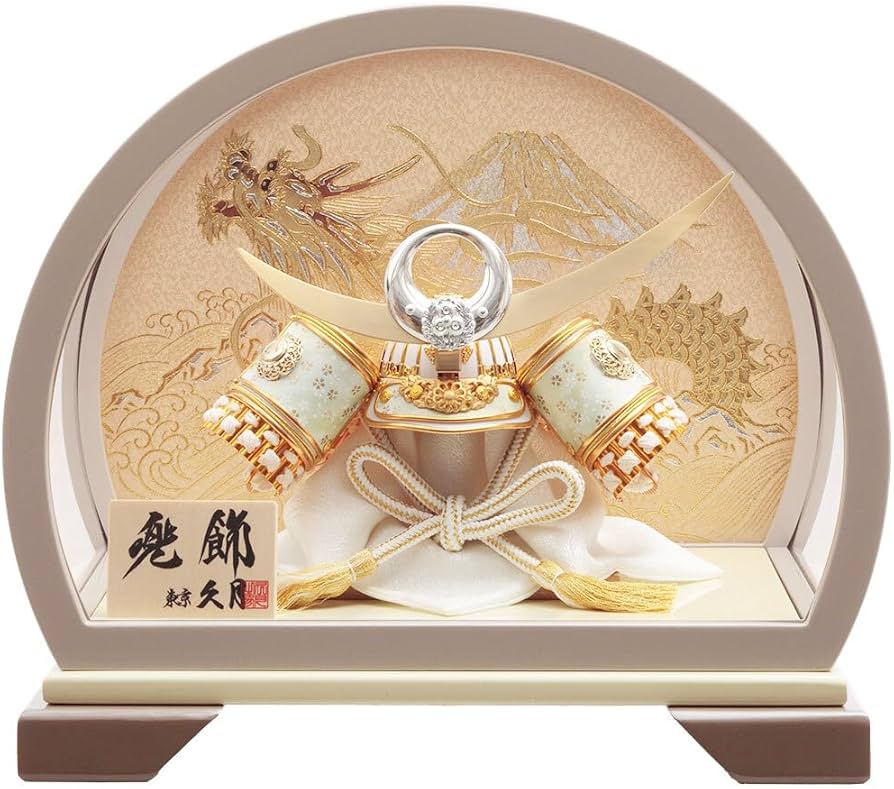 Amazon | 五月人形 久月 上杉謙信 丸型 コンパクト 白 アクリルケース