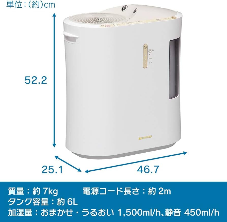 Amazon.co.jp: アイリスオーヤマ 加湿器 強力ハイブリッド式 肌ナビ