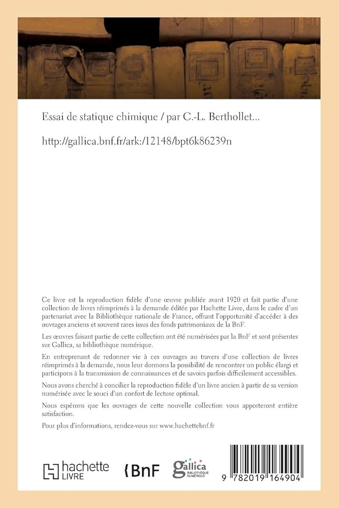 Amazon | Essai de Statique Chimique | Berthollet, Claude-Louis
