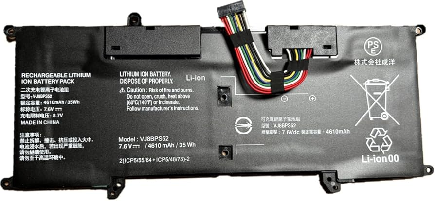 Amazon.co.jp: 1年長期保証 VJ8BPS52 互換 バッテリー ブラック 適合