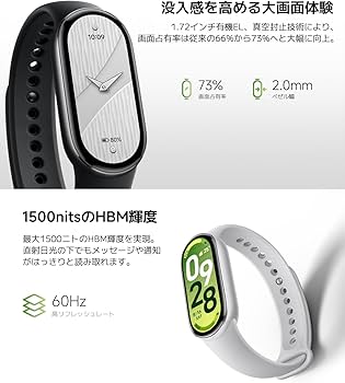 Amazon.co.jp: Xiaomi Smart Band 10 スマートウォッチ 1.72大画面体験
