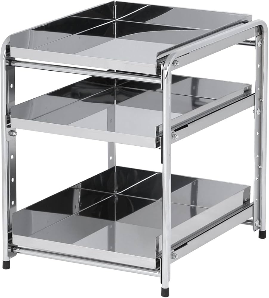 Amazon.co.jp: 川口工器 シンク下 スライドラック 日本製 (幅35cm 棚3