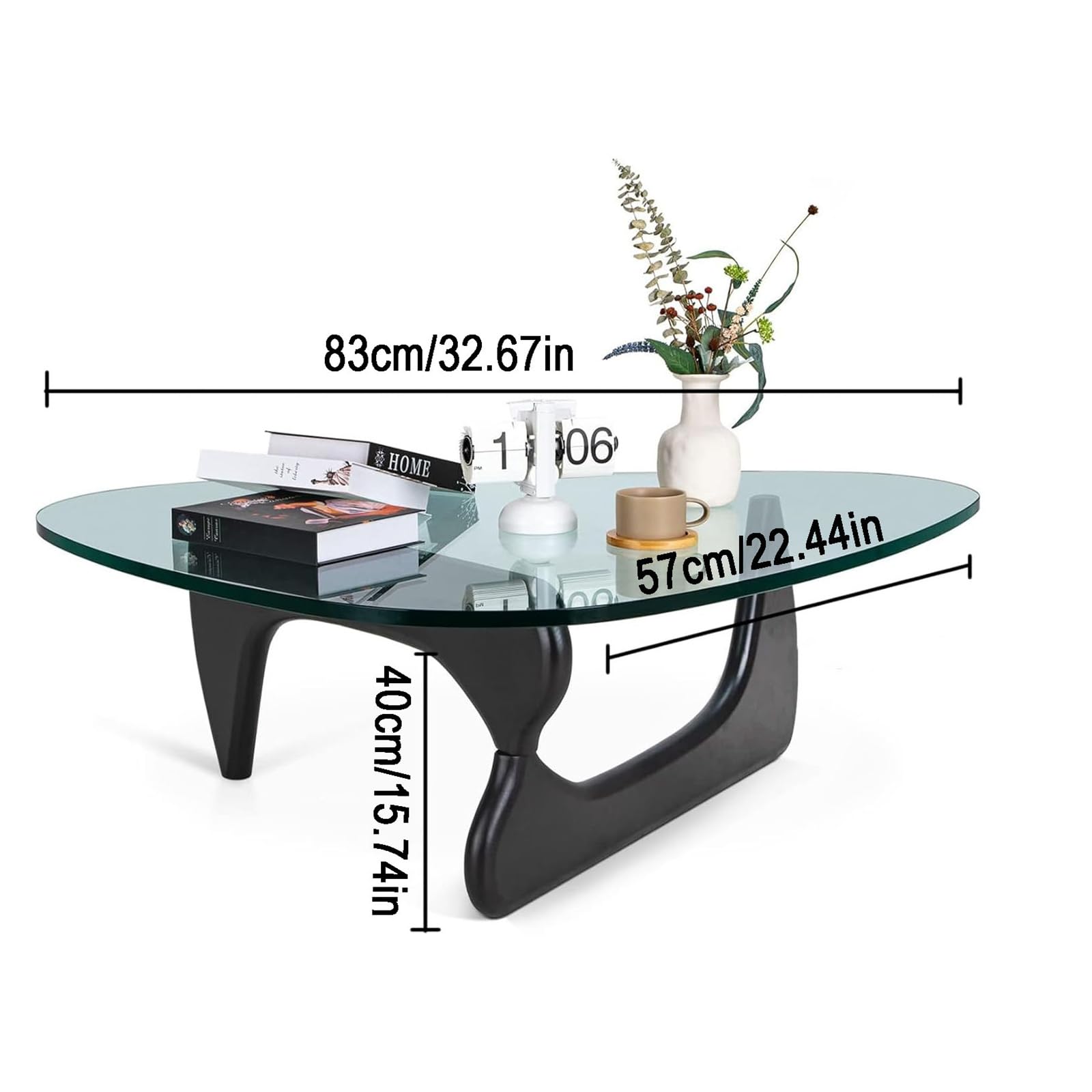 Amazon｜N/A 三角形のガラストップセンターテーブル、ミッド