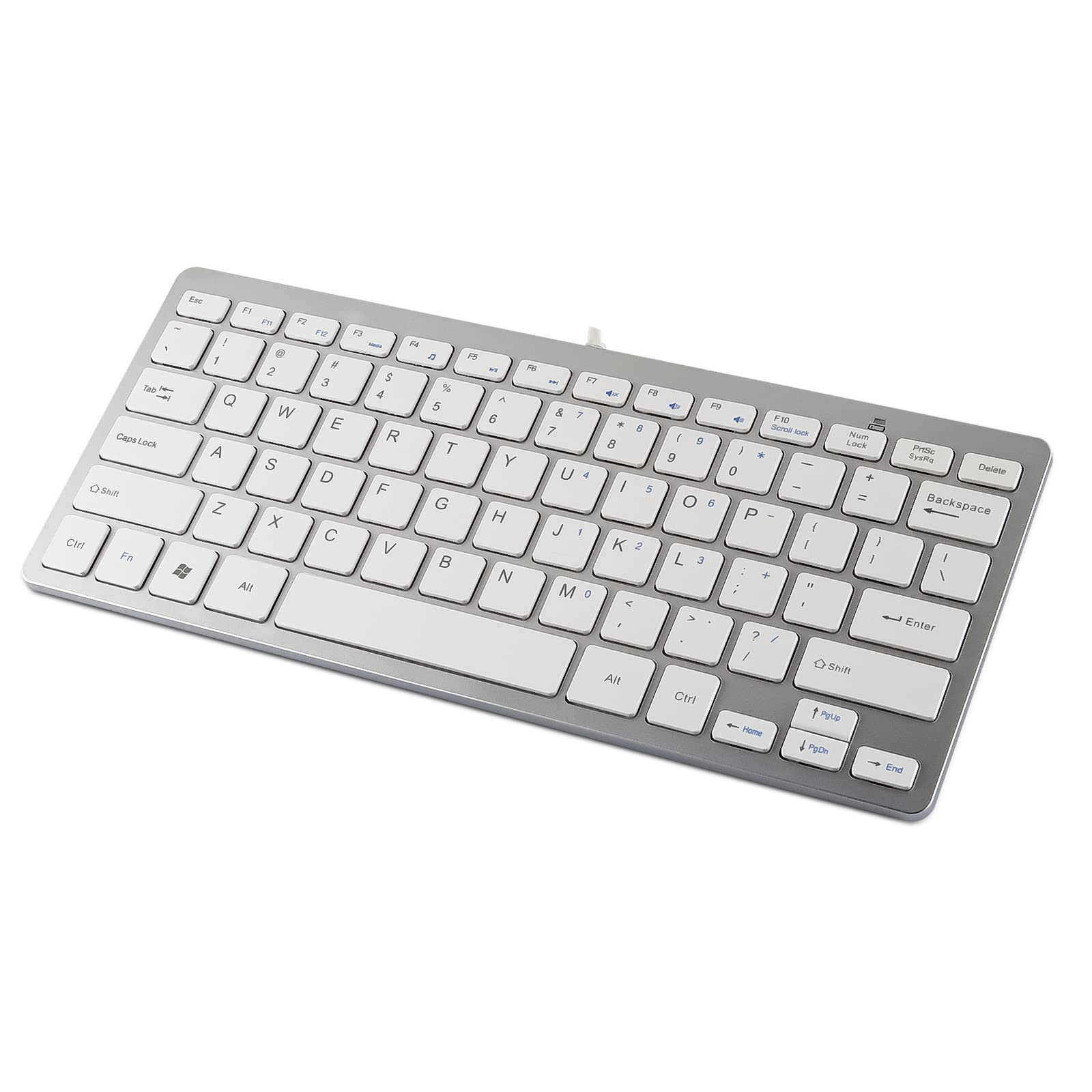 Amazon | ホワイト USB 有線薄型コンパクトキーボード パンタグラフ 78