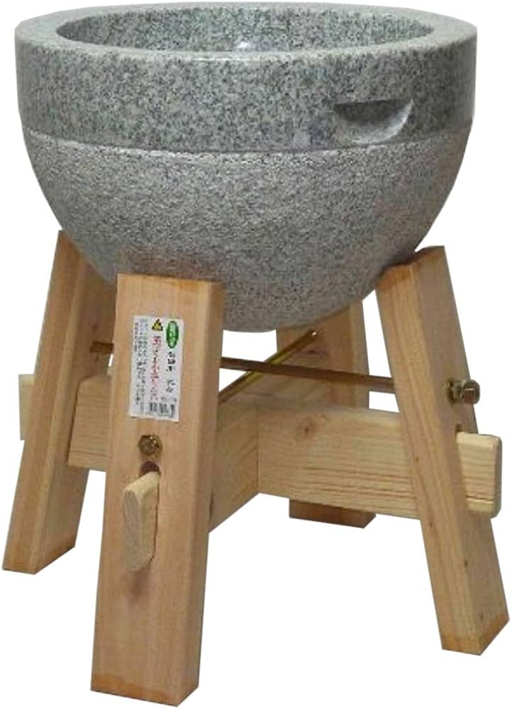 Amazon.co.jp: みかげ石 鉢形 もち臼 3升用 木台付き （本格派タイプの