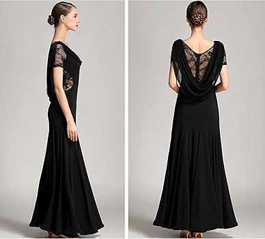 Amazon.co.jp: ZX 女性用 社交ダンスドレス レーススリーブ ロング