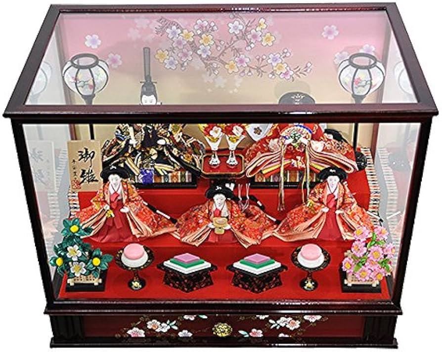 Amazon | 雛人形 ひな人形 ガラスケース飾りセット 三人官女付 五人