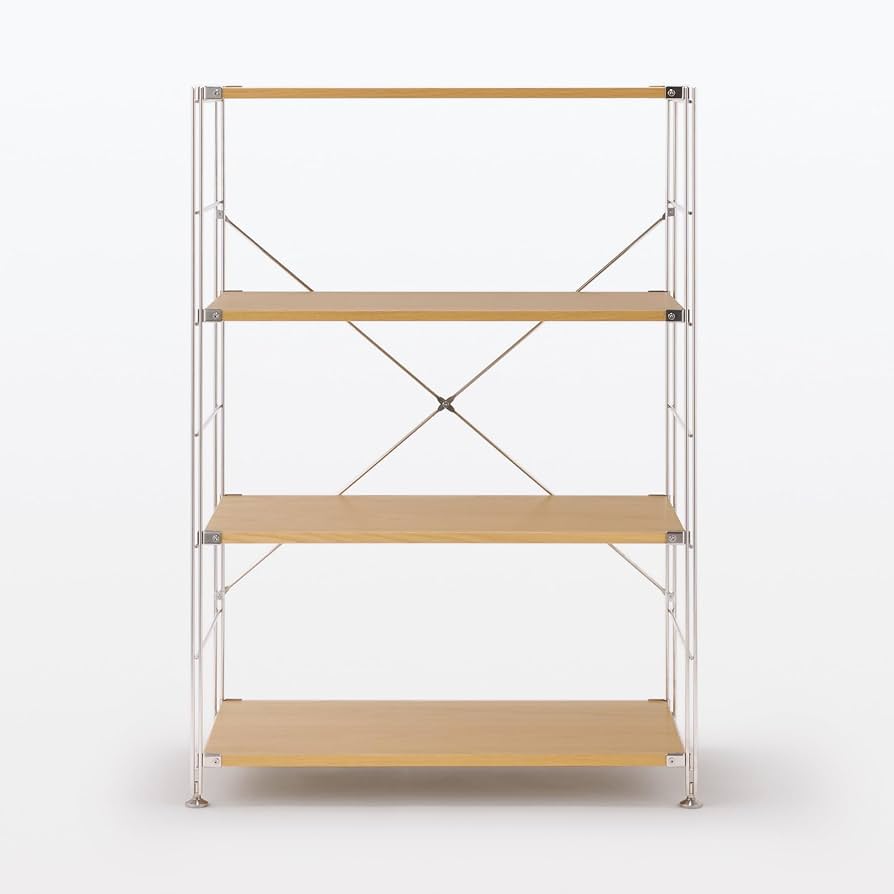 Amazon｜無印良品 ステンレスユニットシェルフ オーク材棚セット