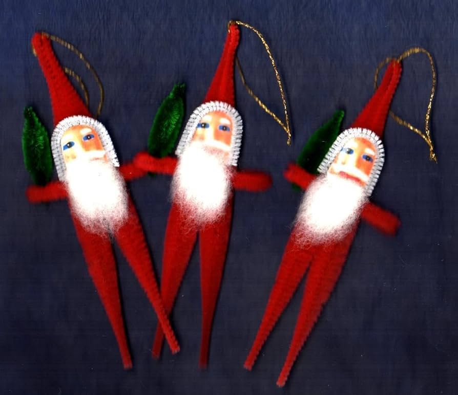 Amazon | 昭和レトロ 赤いモールサンタ 3個 クリスマスオーナメント