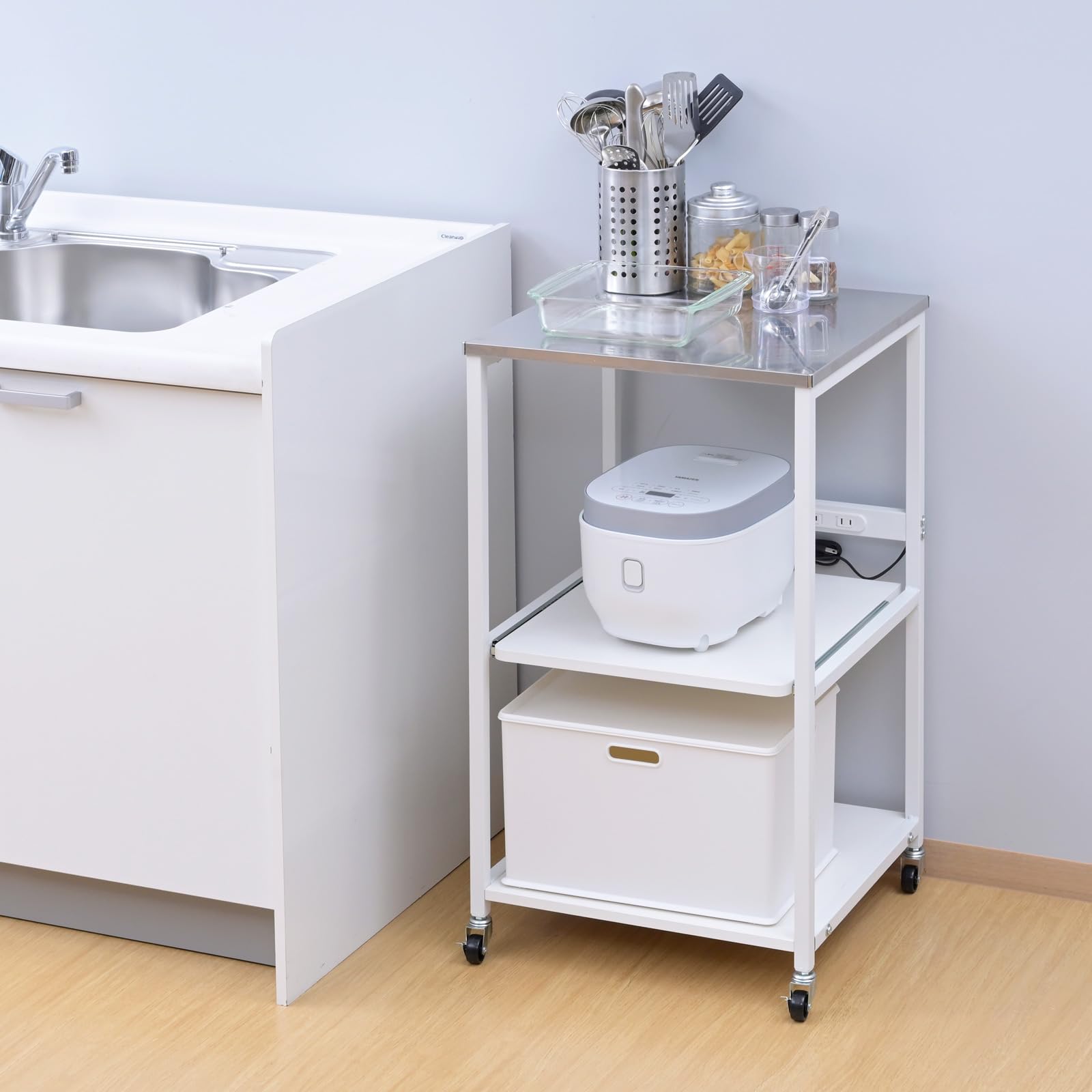 Amazon.co.jp: 山善(YAMAZEN) レンジラック キッチンワゴン レンジ台