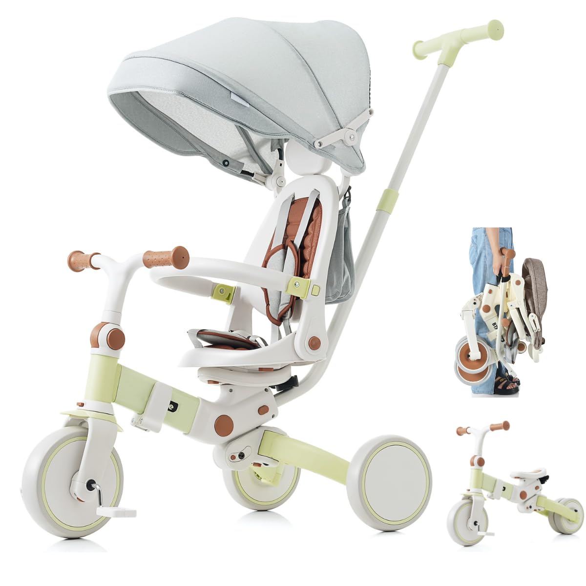 Amazon.co.jp: 子供用三輪車 折りたたみ 手押し かじとり おしゃれ