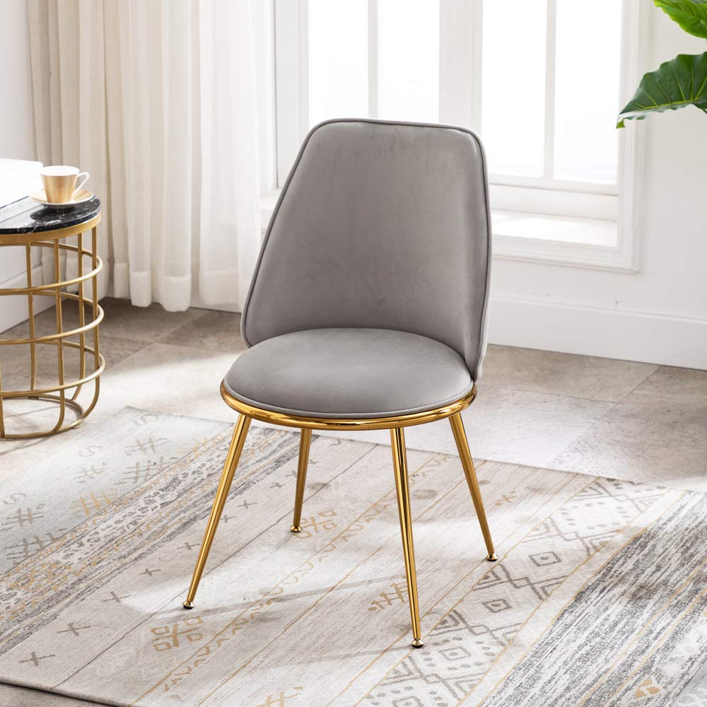 Amazon.co.jp: Altrobene ダイニングチェア ゴールド脚付き 化粧椅子