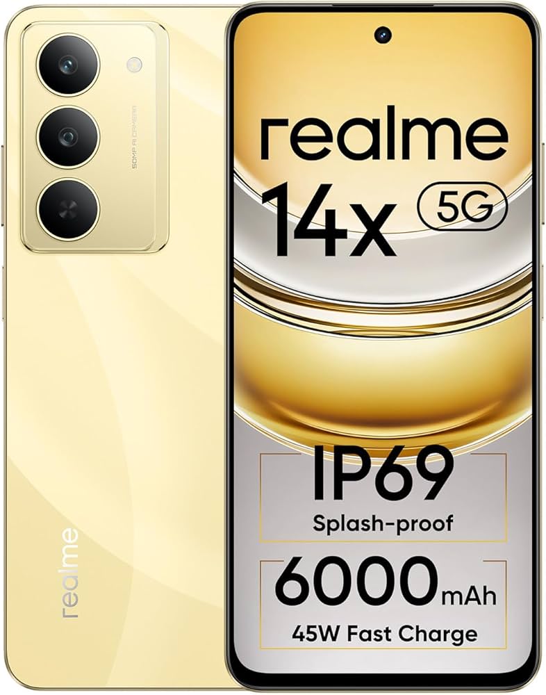 realme 14x 5G Smartphone 6+128GB Golden Glow, 6.67-inch Screen