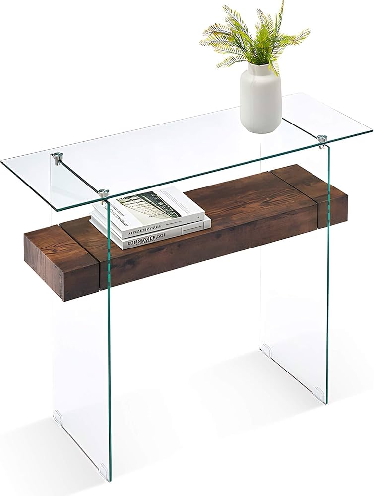 Amazon｜Newvalue ガラステーブル コンソールテーブル カウンター