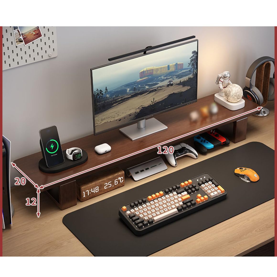 Amazon.co.jp: MJKQ9 モニタースタンド ブラウン 80*12*20cm 木製