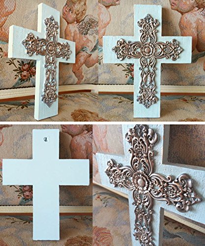 Amazon.co.jp: 十字架壁掛け ビンテージ風 ビクトリアン調シルバー