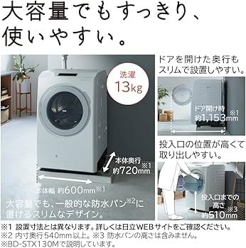 Amazon.co.jp: 洗濯機 13kg ドラム式洗濯乾燥機 左開きタイプ 日立 BD