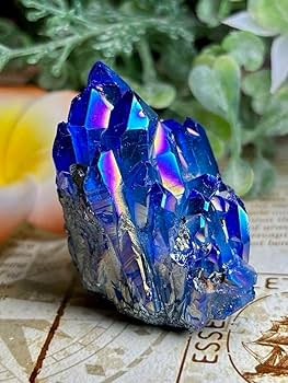 Amazon.co.jp: 七色の夢*: ブルー オーラ水晶 クリスタル クラスター