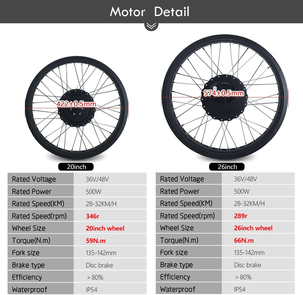 Amazon | 電動自転車変換キット、36V / 48V 500Wモーター、ブラシレス