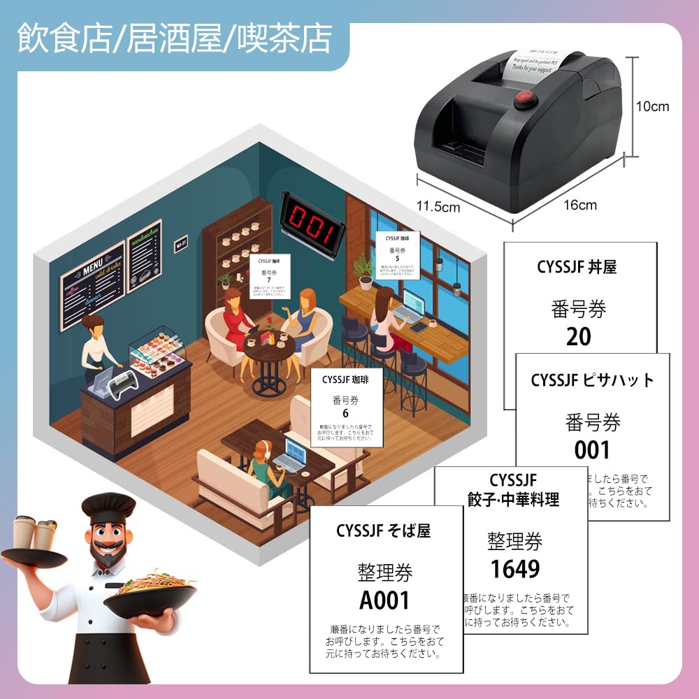 Amazon.co.jp: CYSSJF 発券機 整理券 順番待ち 業務用 (感熱紙1巻入れ