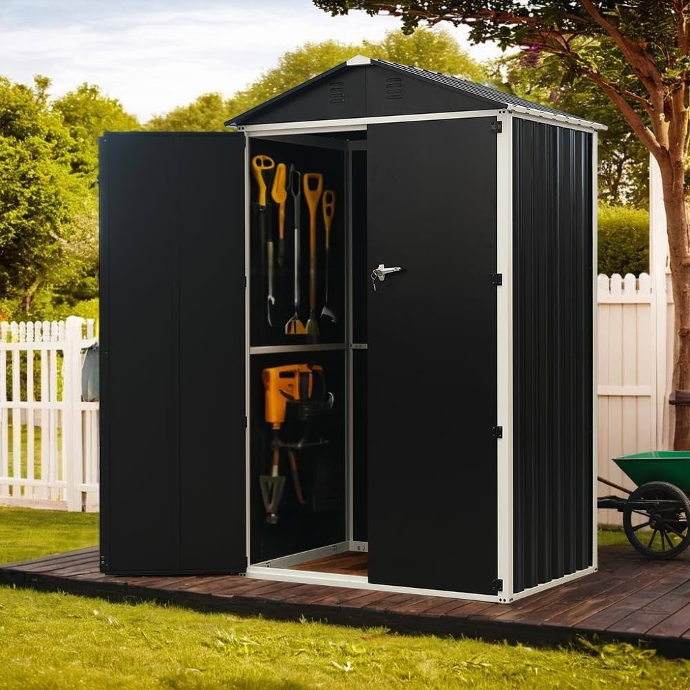 Amazon | 【ブラック】 OSJ 物置 屋外 スチール 倉庫 戸外収納庫 幅116